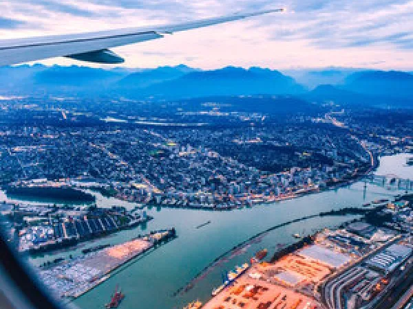 city view from airplane